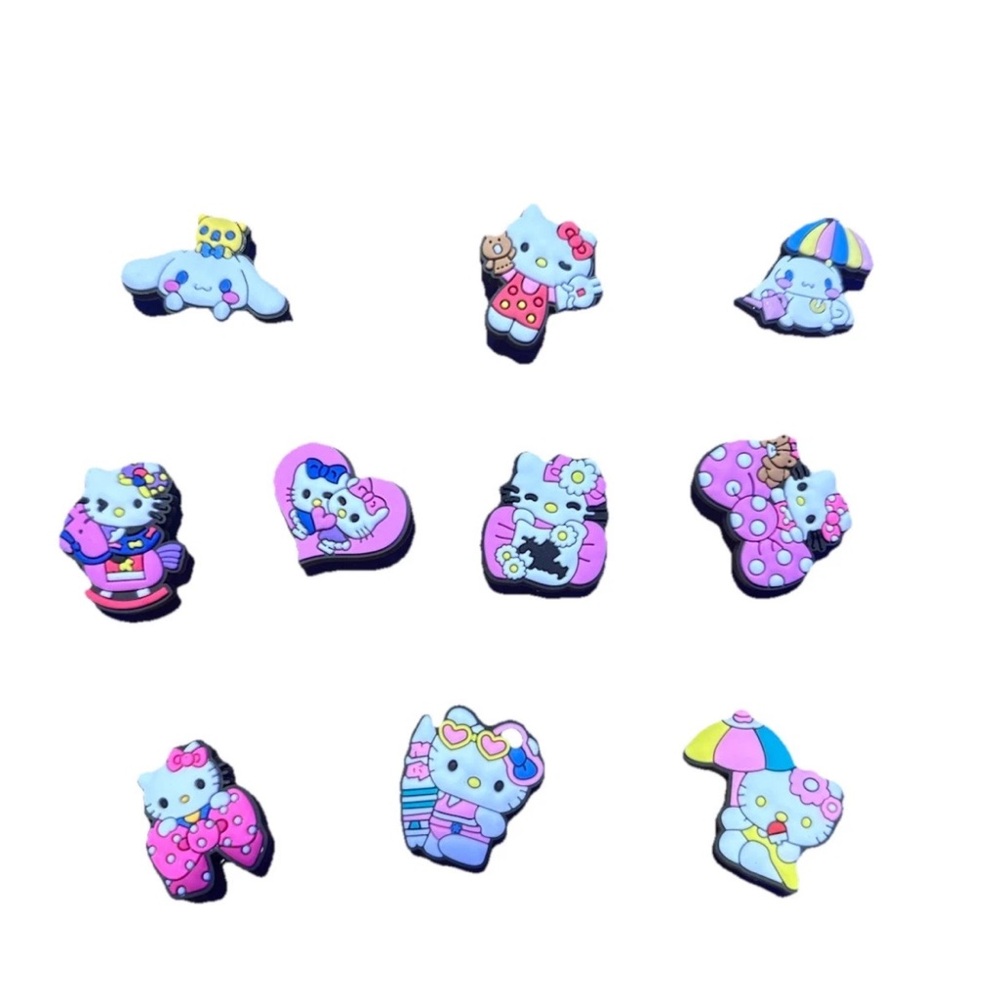 Hello Kitty And Cinnamon roll Sanrio Croc Charms Set Of 10
